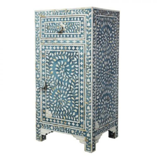 Pearl Inlay Tall Floral Bedside