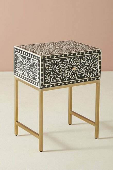 Floral Intertwine Nightstand – Grey
