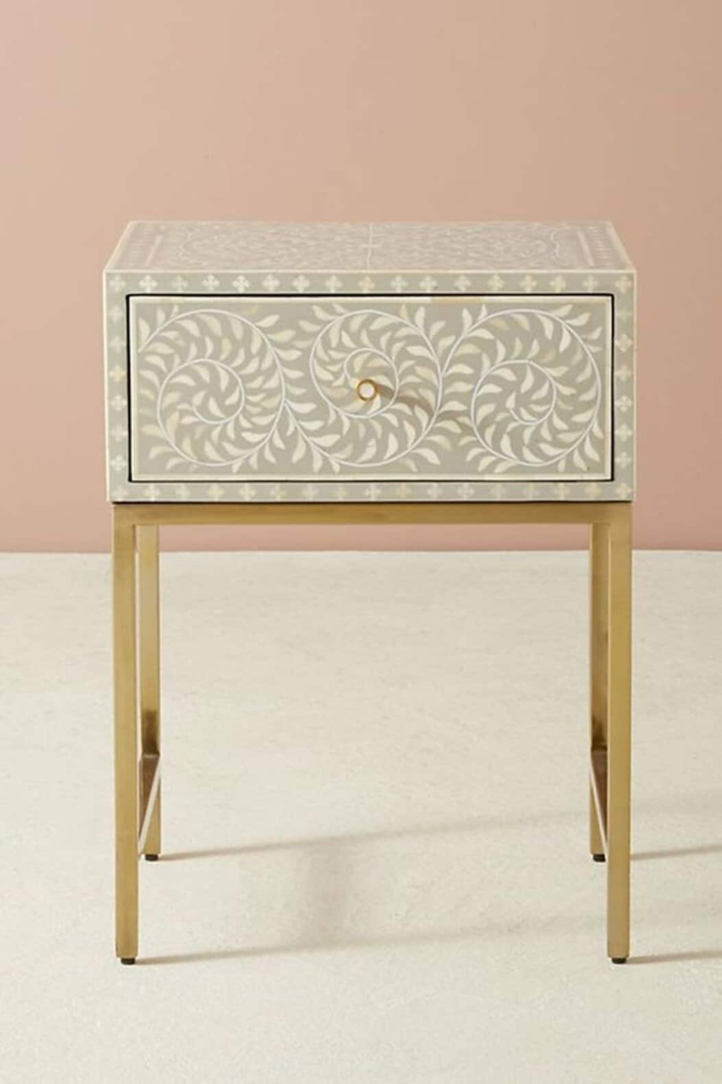 Floral Intertwine Nightstand – Grey