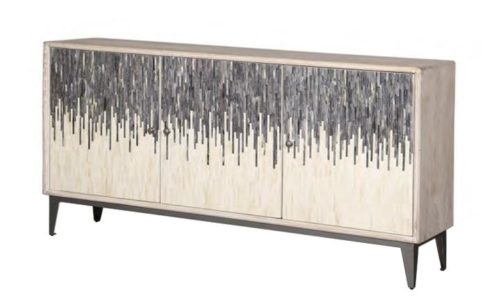 Bone Inlay Sideboard Textured In Grey and White
