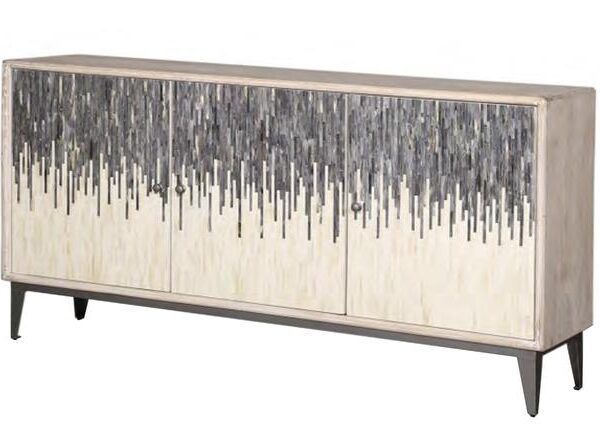 Bone Inlay Sideboard Textured In Grey and White