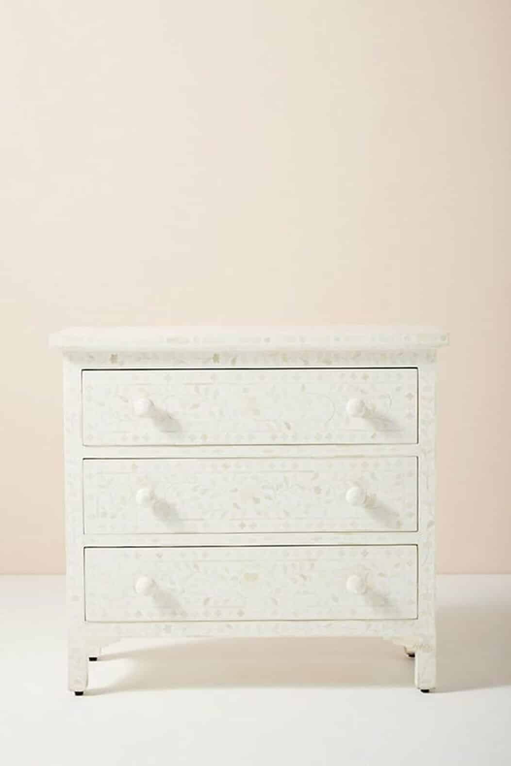 Bone Inlay Chest of 3 Drawers Floral
