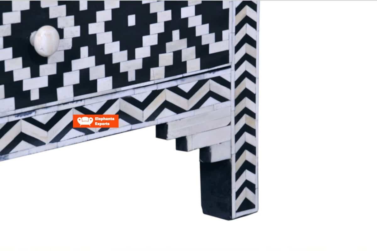 Bone Inlay Ikat Chest of 4 Drawers in Black