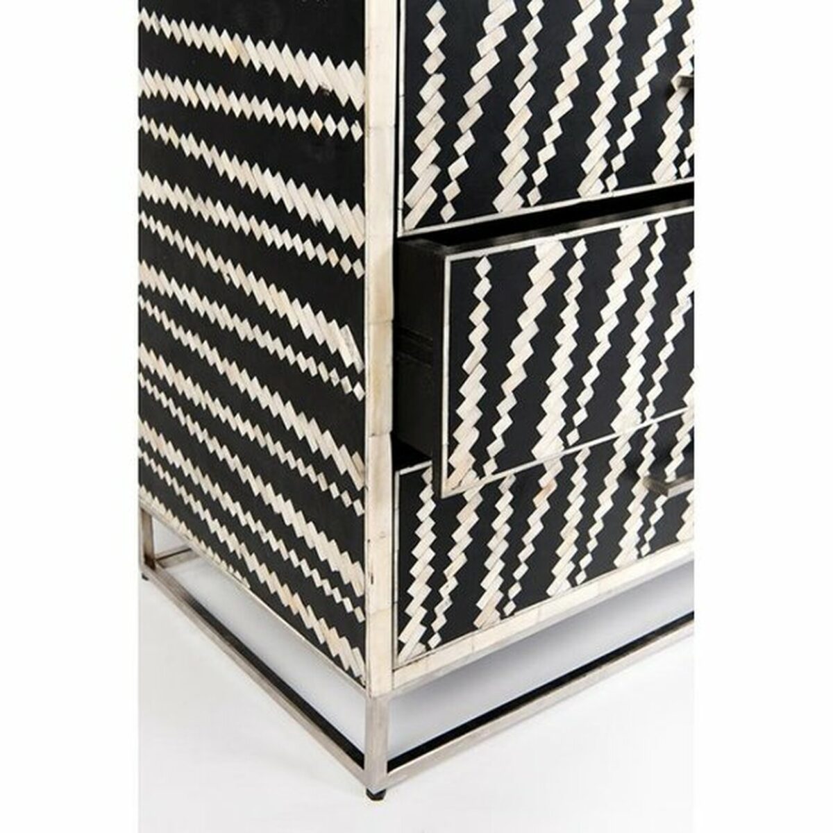 Electric Design Bone Inlay Chest of 3 Drawers in Black & White