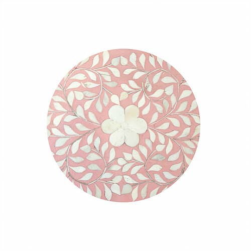 Bone Inlay Floral Pattern 4 Drawer Chest – Soft Pink