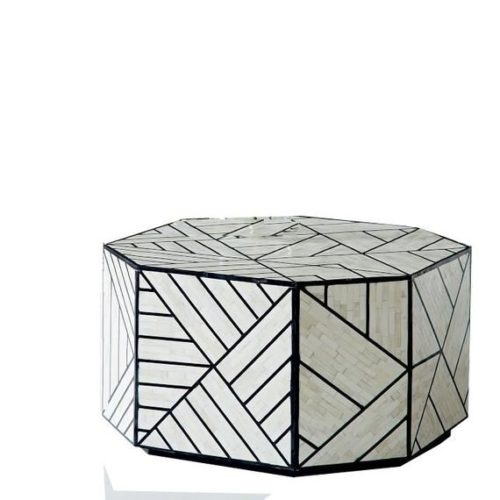 Manhattan Bone Inlay Coffee Table in White and Black