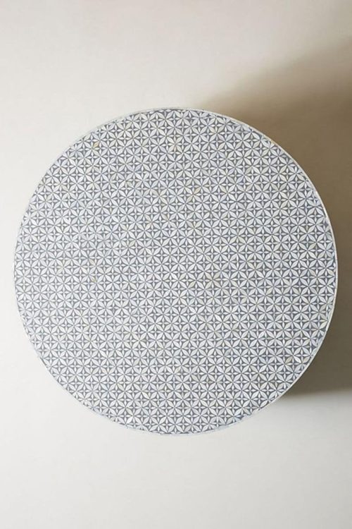 Geometric Mother of Pearl Inlay Coffee Table in Grey