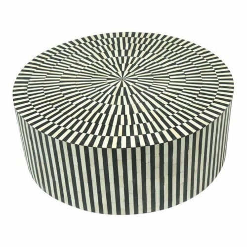 Striped Bone Inlay Coffee Table – Black