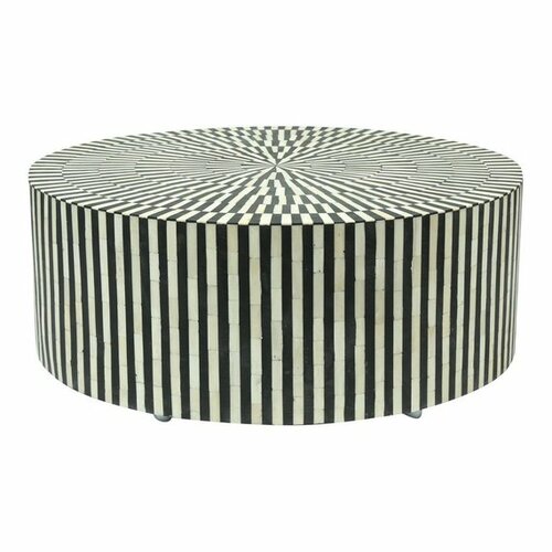 Striped Bone Inlay Coffee Table – Black