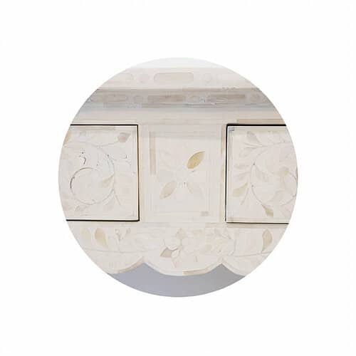 Provincial Bone Inlay Console in White Floral