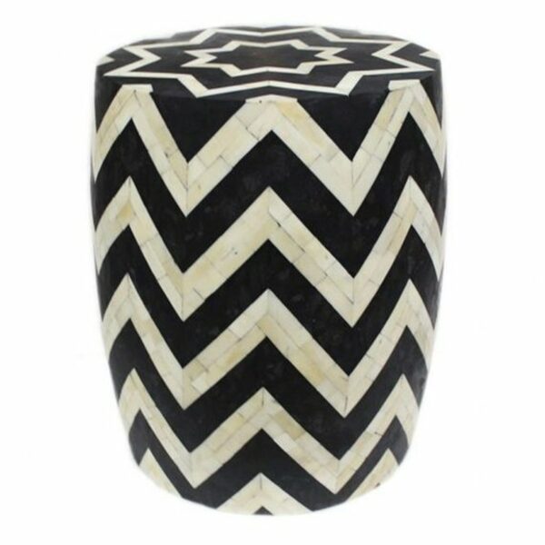 Fusion Bone Inlay Drum / Side Table in Black