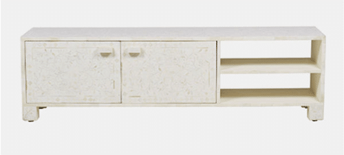 Floral Bone Inlay Media Console in White