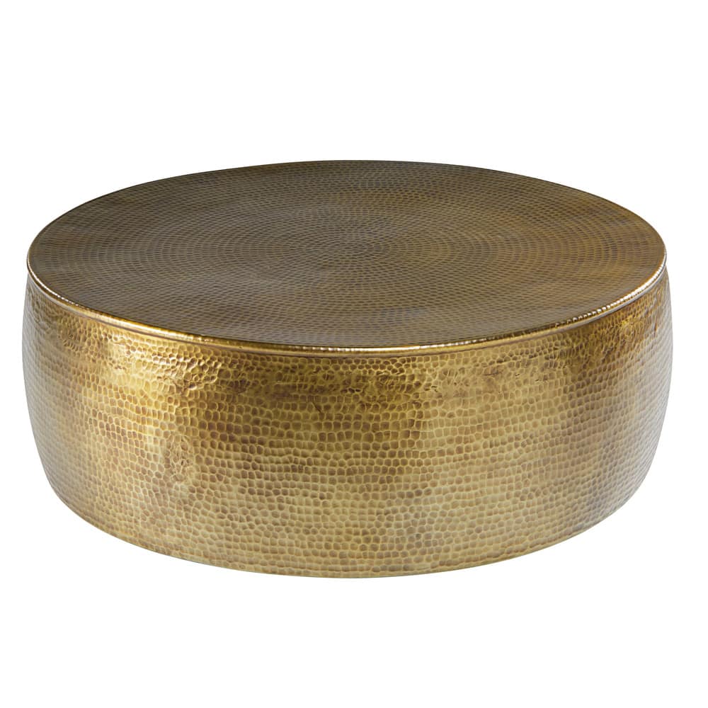 Gold Hammered Round Coffee Table