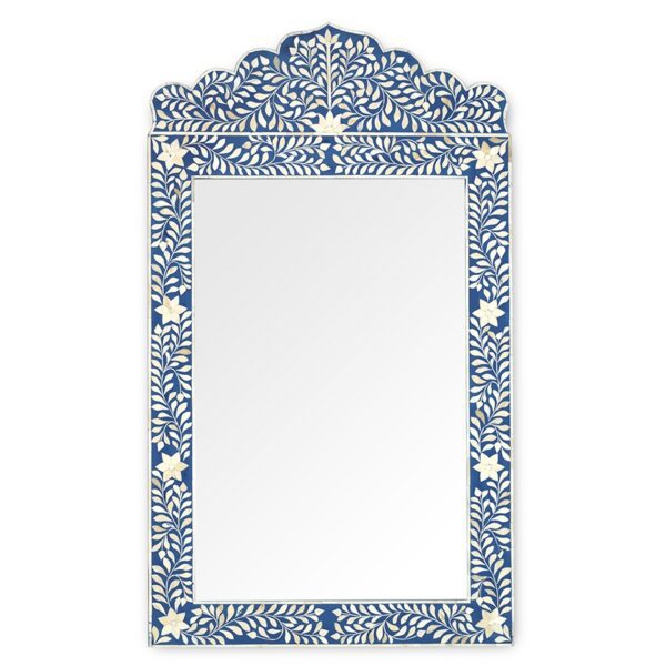 Crested Bone Inlay Mirror Floral – Blue