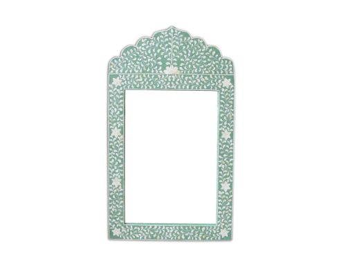 Crested Bone Inlay Mirror Floral – Green