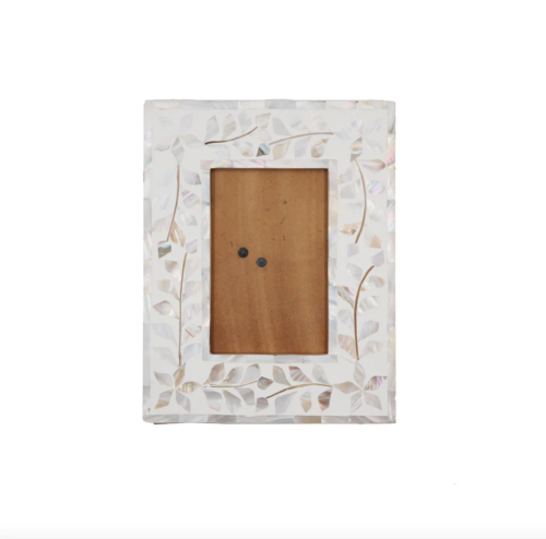 Floral Mother of Pearl Inlay Photo Frame – Black