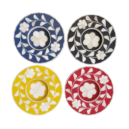 Bone Inlay Tea Light Holders – Set of 4
