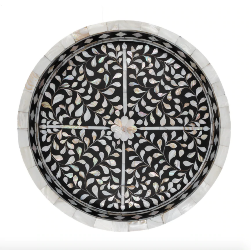 Floral Mother of Pearl Inlay Round Tray