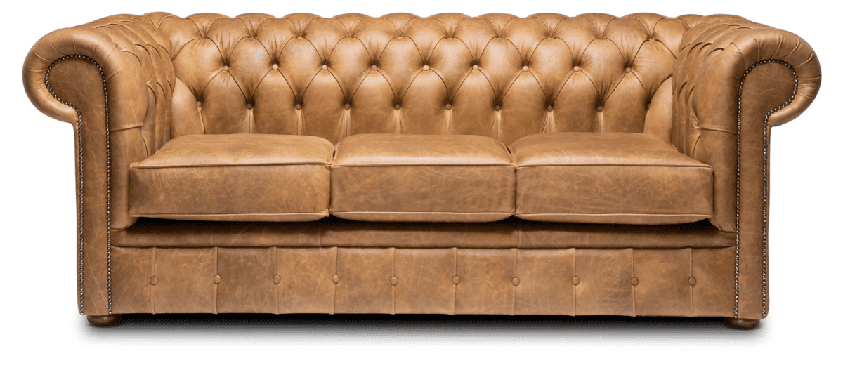 Chesterfield Real Leather Three Seater Sofa