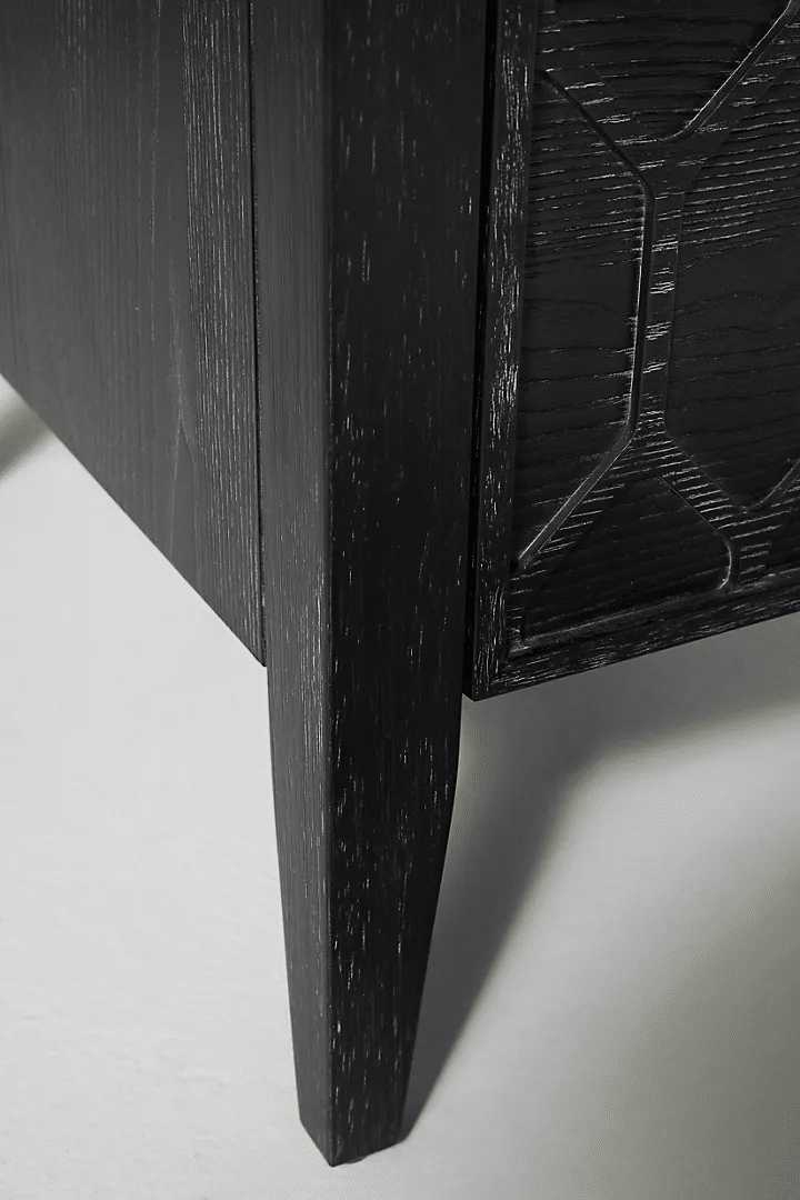 Wooden Lattice Textured Console / Desk – Black