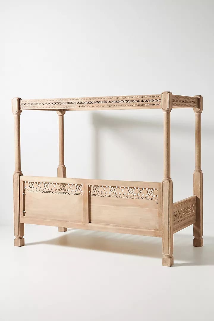 Carved Wooden Canopy Daybed / Lounge