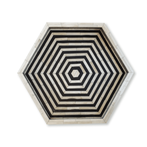 Hexagonal Bone Inlay Tray – Black