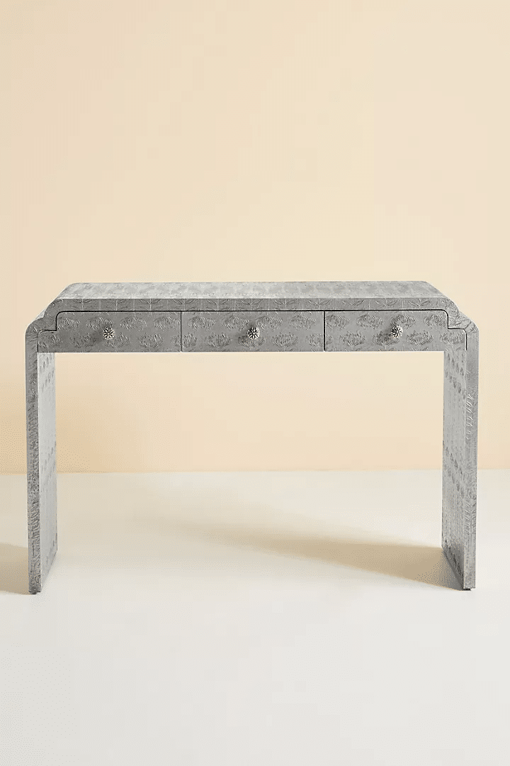 German Silver Embossed Console