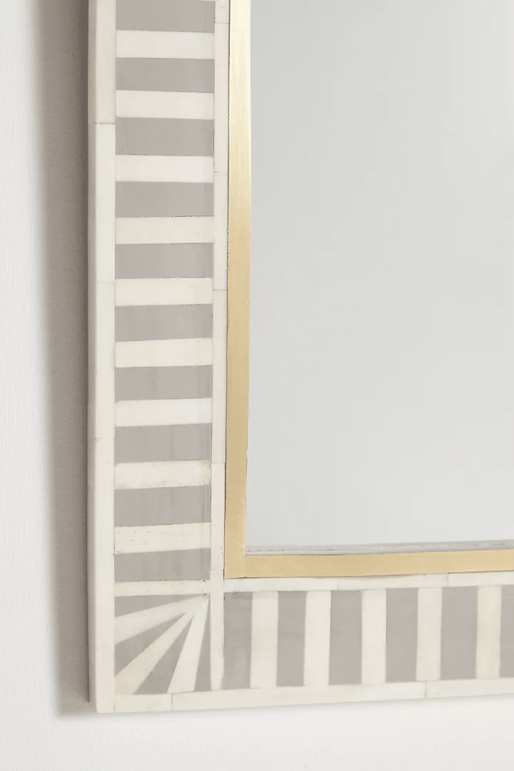 Striped Bone Inlay Mirror – Standard Wall Mirror – 28″W x 34″H
