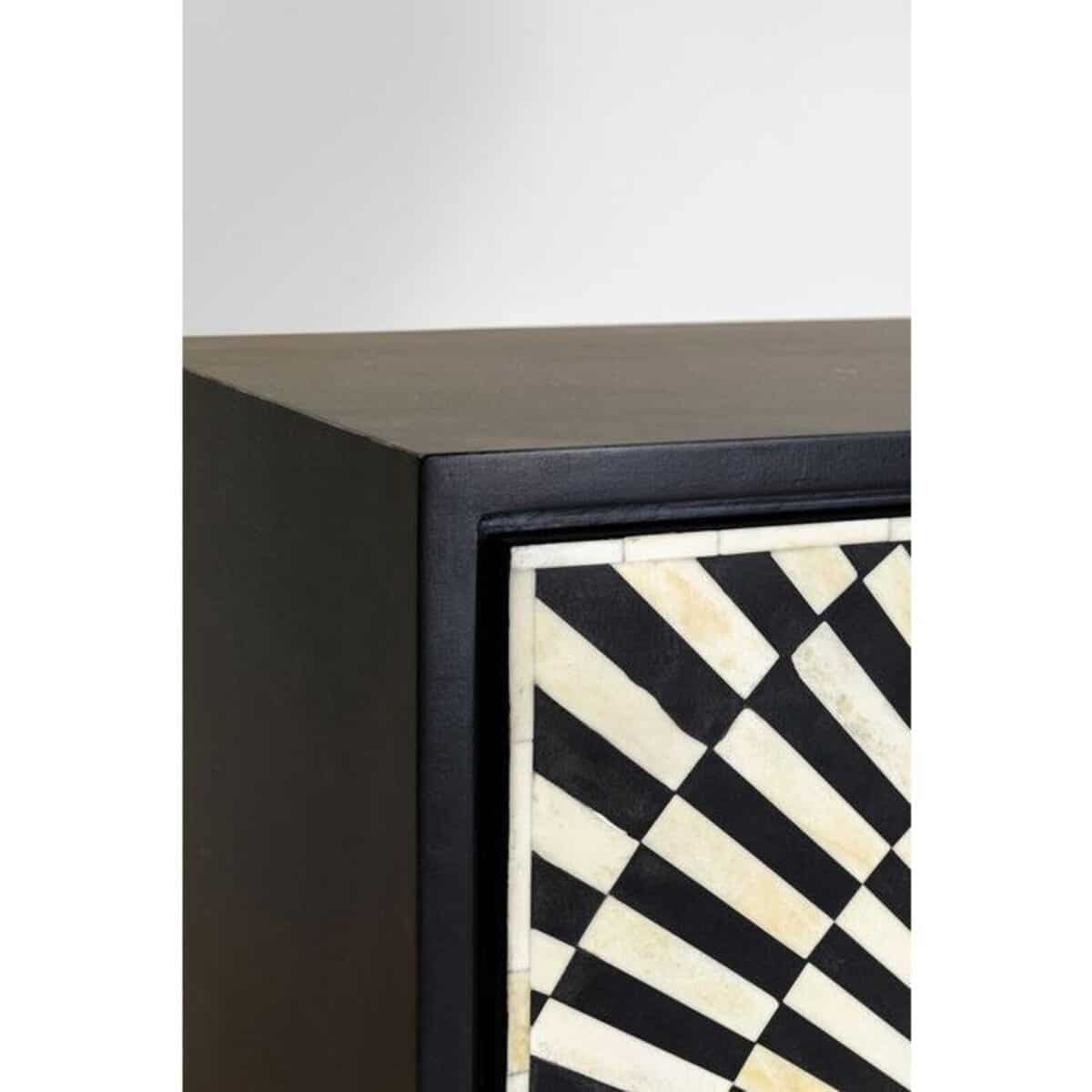 Isabella Bone Inlay Bar Cabinet in Black and White
