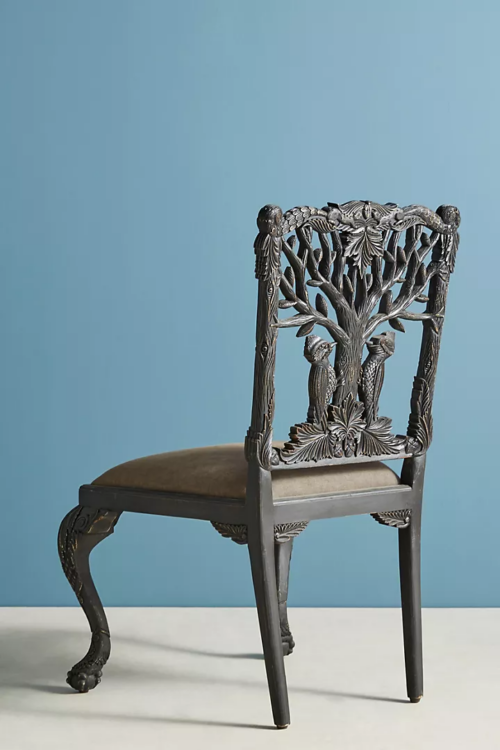 Handcarved Peacock Dining Chair (Copy) - Black
