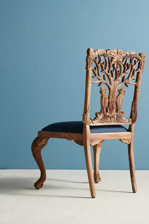 Handcarved Peacock Dining Chair (Copy) - Brown