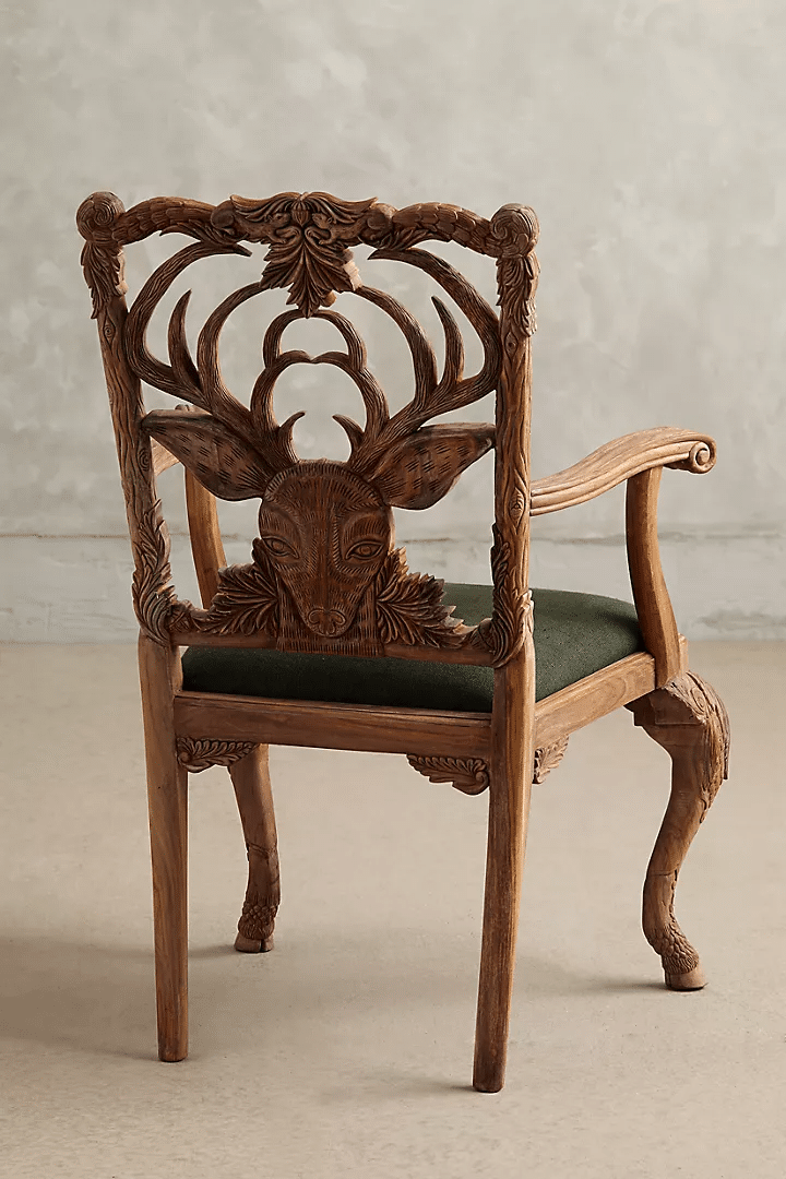 Hand carved Deer Armchair - Black