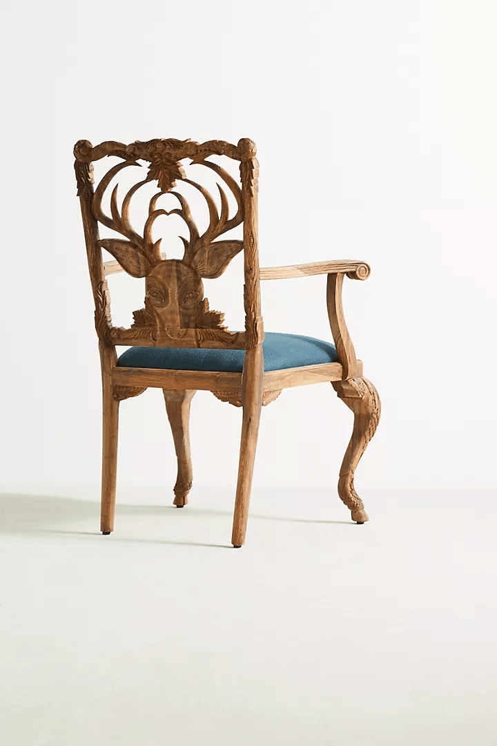 Hand carved Deer Armchair - Black