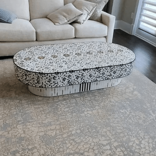Mother of Pearl Inlay Oval Coffee Table