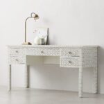 Bone Inlay Floral Five Drawer Desk (Copy)