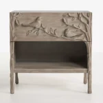 Handcarved Bird Wooden Nightstand