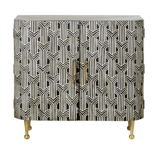 Arrow Bone Inlay Cabinet in Black