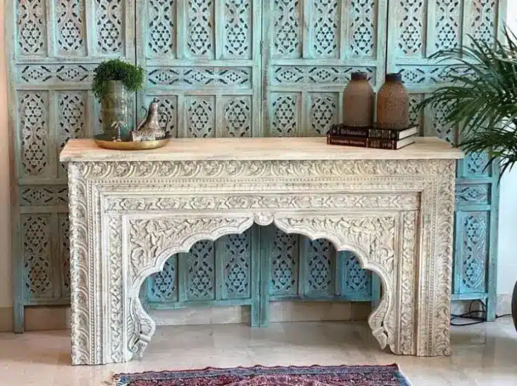 Handcarved Wooden Console Tables Desks