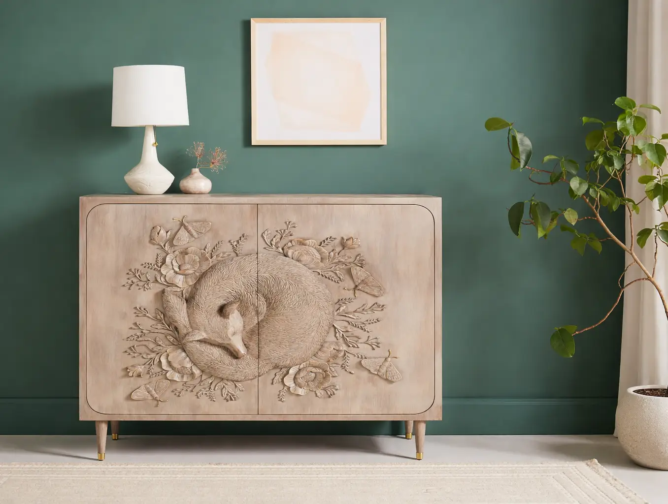 Handcarved Wooden cabinet