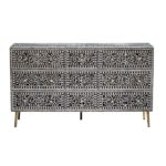 Floral Intertwine Bone Inlay Chest of 9 Drawers