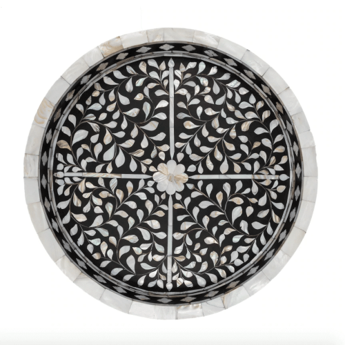 Floral Mother of Pearl Inlay Round Tray