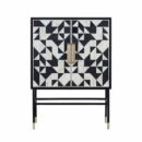 Bone Inlay Bar Cabinet in Black and White