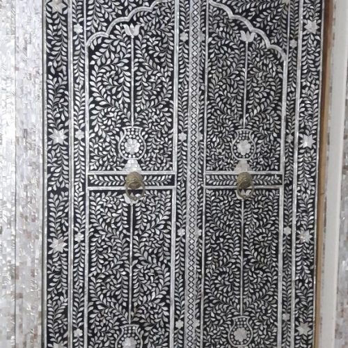 Floral Mother of Pearl Inlay Doors in Black