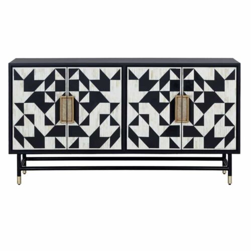 Modern Bone Inlay Buffet Black and White