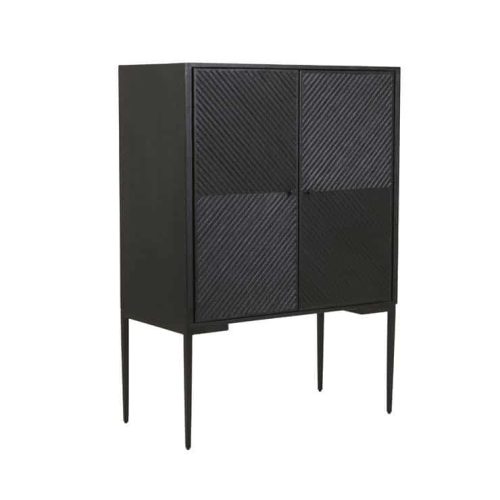 Geometric Wooden Bar Cabinet