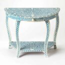Floral Bone Inlay Console Table in Light Blue
