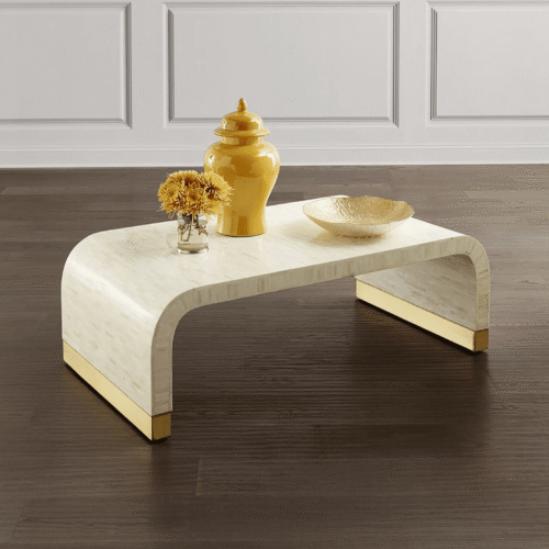 Neutral Bone Inlay Waterfall Coffee Table