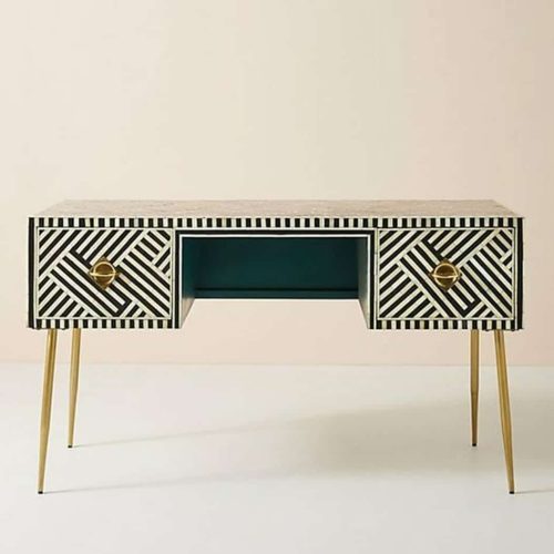 Striped Bone Inlay Console / Desk