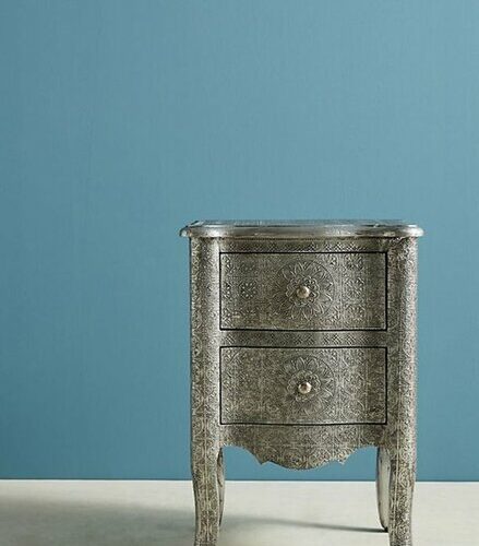 German Silver Bedside with 2 Drawers