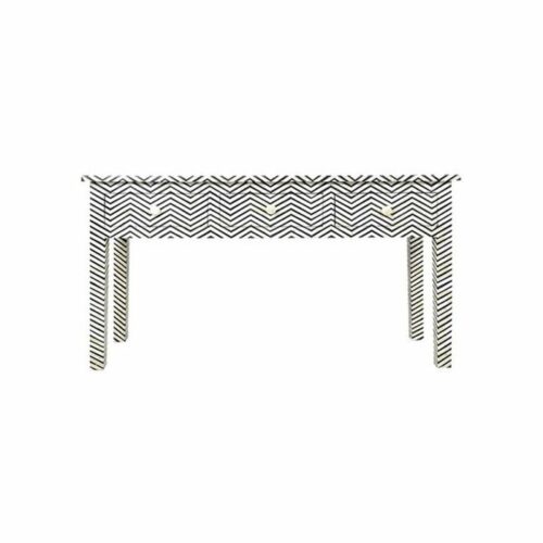 Chevron Bone Inlay Console with 3 Drawers in Black